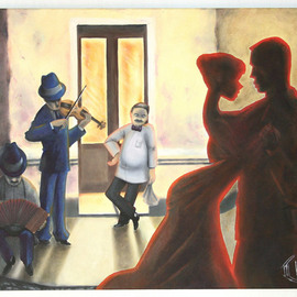 Franco Iturraspe: 'tango en la ochava', 2010 Oil Painting, Dance. Artist Description:    painting of a couple dancing tango   ...