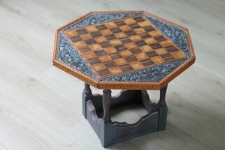 Casper Waldner: 'chess table indonesian antique', 2019 Woodworking Art, Home.  Play Chess  This Chess table is from Indonesia and handmade. In real good shape. As good as new. H40cm , W50cm.   I restored it and painted in different colors. H40cm...