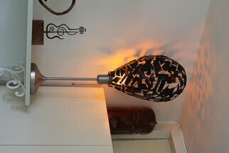 Casper Waldner: 'metal goth lamp', 2024 Metalsmith, Geometric. A metal plated lamp. With super cool shade effect on the walls and ceiling. ...