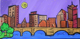 Jan A. Bruso - Sullivan: 'Love Thant Dirty Water', 2007 Acrylic Painting, Cityscape.  My favorite pieces are of My City Scapes~ I can create your city too! !Ready to hang designs on the side that wrap around the canvas. ...