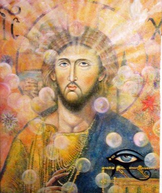 Cyr Antoine Hubert: 'radiance christi', 2016 Oil Painting, Christian. Portrait christ Byzantin...