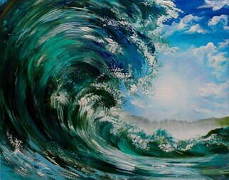 Galina Victoria: 'the wave', 2021 Acrylic Painting, Marine. This original painting is created on 20 x 10 x 0. 8aEUR stretched canvas, in acrylic paint.  The artwork will fill your space with stunning ocean colors, powerful and pure sunlight, and will spur reflection and invigorate senses of the viewer. ...