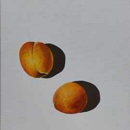 Galia Vo: 'apricots on a white background', 2023 Acrylic Painting, Still Life. Artist Description: This painting is made with acrylic on canvas and coated with acrylic varnish. I was inspired for this work by ripe juicy apricots one summer sunny day. In my opinion, it was best to display them on such a white background. I hope you will choose this picture ...