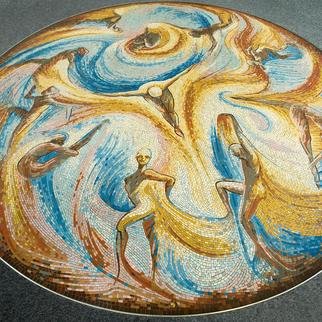 Gary Drostle: 'Movement and Vitality', 2010 Mosaic, Abstract Figurative.  Mosaic floor artwork representing movement and vitality for the University sports center in Iowa City. ...