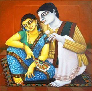 Artist: Gautam Mukherjee - Title: couple - Medium: Acrylic Painting - Year: 2016