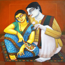 Gautam Mukherjee: 'couple', 2016 Acrylic Painting, Figurative. Artist Description:  0140couple ...