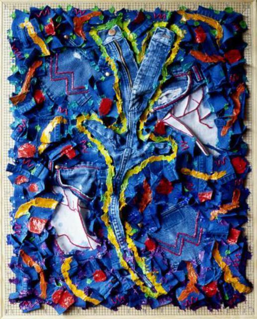 Artist Paul Gazda. 'One Pair Of Jeans' Artwork Image, Created in 1999, Original Mixed Media. #art #artist