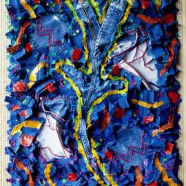 Paul Gazda: 'One Pair Of Jeans', 1999 Mixed Media, Home. Artist Description:  Blue Jeans, Acrylic on Wire Mesh ...