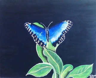 Geary Jones: 'THE BLUE BUTTERFLY ', 2016 Acrylic Painting, Botanical.  BUTTERFLY...
