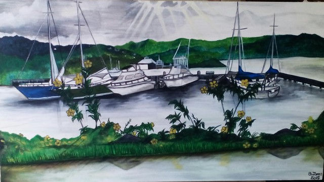 Artist Geary Jones. 'The Docks' Artwork Image, Created in 2015, Original Painting Acrylic. #art #artist