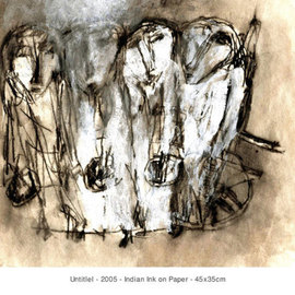 Georges Fikry Ibrahim: 'icons', 2002 Charcoal Drawing, Abstract Figurative. Artist Description:  icons ...
