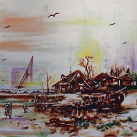 George Mulaudzi: 'homestaed is home', 2021 Oil Painting, Abstract Landscape. Artist Description: oil on canvas...