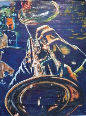 George Mulaudzi: 'jazz man', 2021 Oil Painting, Music. oil on canvas...