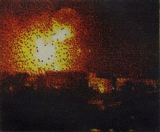 Geo Sipp: 'Explosion', 2008 Intaglio, War.  Explosion is a 4- plate color etching, illustrating a scene from a graphic novel about the French- Algerian War, entitled Wolves in the City, which I am currently illustrating.                   ...