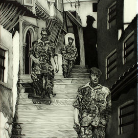 Geo Sipp: 'Soldiers in the casbah', 2015 Other Drawing, War. Artist Description:     Image depicts a firefight in Algeria            ...