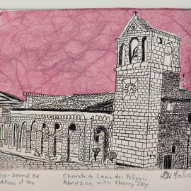 Church In Lama dei Peligni Abruzzo with Cherry Sky
