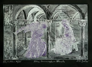 Jerry  Di Falco: 'Ghosts of the Lilac Annunciation', 2016 Intaglio, Surrealism. This edition of original etchings was based upon a Fresco by Fra Angelico entitled The Annunciation, executed between 1442 and 1443 at the Convent of San Marco in Florence. The zinc plate I used measured six inches high by nine inches wide, or 15. 240cm by 22. 860cm. The print ...