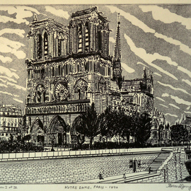 NOTRE DAME IN PARIS 1890 By Jerry  Di Falco
