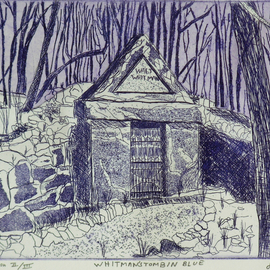 Jerry  Di Falco Artwork TOMB OF WALT WHITMAN IN BLUE, 2012 Etching, Famous People