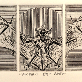 Jerry  Di Falco Artwork Vampire Bat Poem, 2013 Intaglio, Optical