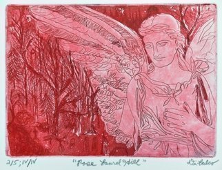 Jerry  Di Falco: 'the rose angel of cocteau', 2017 Intaglio, Erotic. The title is, Rose, Laurel Hill, Angel of Cocteau.  This hand- pulled etching, in which I used the Studio techniques of intaglio and aquatint, is based on one of my many photographs taken over the past thirty- seven years at Laurel Hill Resting Ground, PhiladelphiaaEURtms Victorian- era cemetery.  The ...