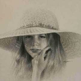 Gregory Graham Grant: 'Lauren', 1999 Charcoal Drawing, Portrait. Artist Description:  Commissioned portrait of girl, charcoal ...
