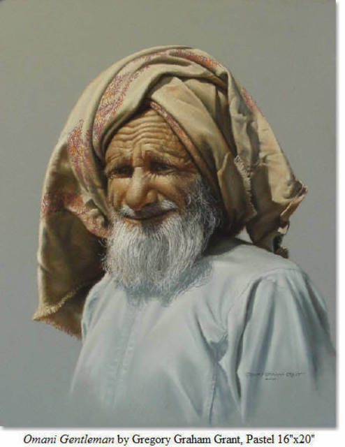 Artist Gregory Graham Grant. 'Omani Gentleman' Artwork Image, Created in 2001, Original Pastel. #art #artist