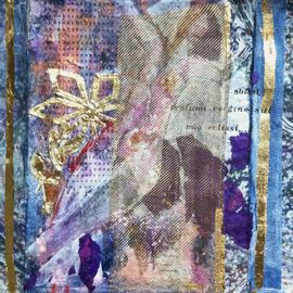 Cassandra Wainhouse: 'Il Glicine, II', 2015 Mixed Media, Abstract Figurative. Artist Description: mixed media, abstract figurative, contemporary art, woman figure, nude, oil painting , gold leaf , collage, stitching on paper     ...