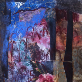 Cassandra Wainhouse: 'Toscana Summer Night', 2015 Mixed Media, Abstract Landscape. Artist Description: abstract figurative, collage, landscape, botanical, nature, contemporary art, mixed media, Oil painting , collage, stitching on paper in plastic...