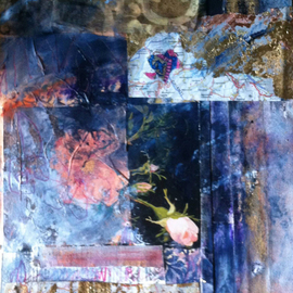 Cassandra Wainhouse: 'Toscana Summer Night', 2015 Mixed Media, Abstract Landscape. Artist Description: abstract figurative, landscape, tuscany, Italian, collage, botanical, nature, contemporary art, mixed media, Oil painting , collage, stitching on paper in plastic...