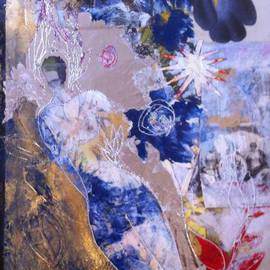 Cassandra Wainhouse: 'still motion, I', 2014 Mixed Media, Abstract Figurative. Artist Description:  contemporary art, woman figure, nude, abstract figurative, botanical, mixed media, Oil painting, silver leaf , collage, stitching on paper in plastic        ...
