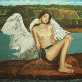 Rapiti Giovanni: 'Leda and the Swan, passionate', 2008 Oil Painting, Love. 