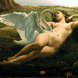 Rapiti Giovanni: 'Leda and the Swan, sensual', 2008 Oil Painting, Love. 