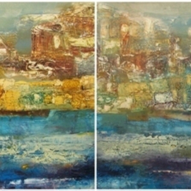 Areshidze George: 'information city', 2010 Oil Painting, Abstract Landscape. Artist Description:  demonstration of technique. two pieces      ...