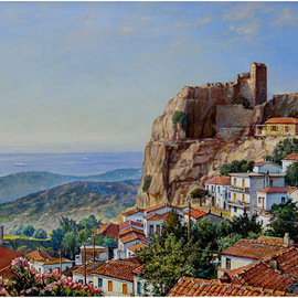 Pavel Golik: 'Samothrace noon', 2007 Oil Painting, Landscape. Artist Description:   greek landscape, cityscape,landscape oil on canvas    ...