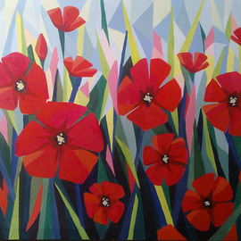Gordana Pogledic Jancetic: 'poppies', 2013 Oil Painting, nature. 