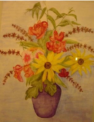 Ghassan Rached: 'Roses and Sunflowers', 1998 Watercolor, Floral. Artist Description: Watercolor paintimg by Ghassan Rached...