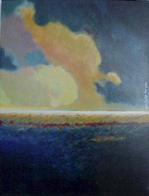 Angel Alejandro: 'Horizon I', 2002 Acrylic Painting, Seascape. Sea & Clouds  Blues & Yellows...
