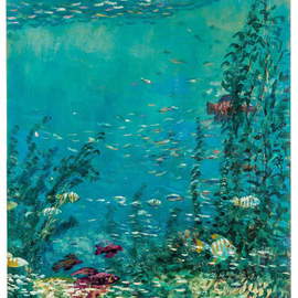 Gregori Furman: 'Marine Life', 2015 Oil Painting, nature. Artist Description:  Colorful fish and marine plants     ...