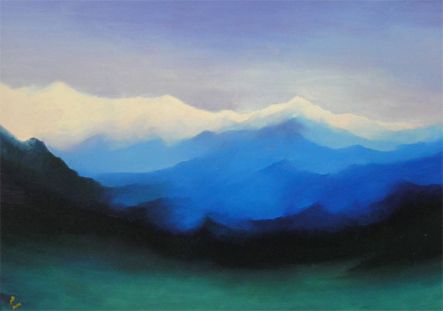 Artist Roman Gumanyuk. 'Mountains Of Pamir' Artwork Image, Created in 2005, Original Painting Oil. #art #artist