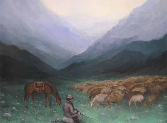 Roman Gumanyuk  'Shepherd', created in 2006, Original Painting Oil.