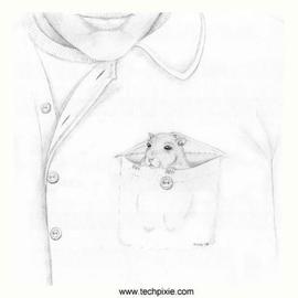 Kathi Day: 'Boutonniere', 2005 Pencil Drawing, Humor. Artist Description: A hamster in the pocket is better than a flower in the button hole. This little furry one even has a peirced ear. ; )...