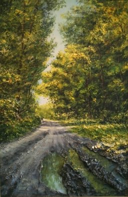 Artist: Ivan Grozdanovski - Title: forest path in summer - Medium: Acrylic Painting - Year: 2013