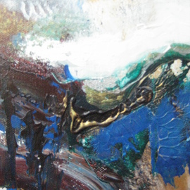 Hajni Yosifov: 'Blue Crystal', 2012 Acrylic Painting, Abstract Landscape. 