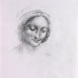 Hana Grosova: 'Madona', 2005 Pencil Drawing, Portrait. Artist Description:  Portrait according to Leonardo. ...