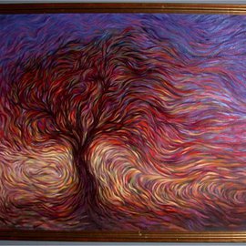 Hans Droog: 'Sunset Tree', 2008 Oil Painting, Landscape. Artist Description:  Tree in sunset ...