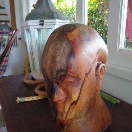 Helder Leite: 'monk hope', 2020 Wood Sculpture, Figurative. Artist Description: This unique piece is called aEURoeThe Monk HopeaEURThis wooden sculpture is made of a wood called Indian Fig Tree, with well- highlighted veins and symbolizes hope for all mankind in times of global crisis.  His serene face brings us tranquility to go through periods of great instability.  ...
