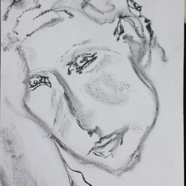 Elena Zhogina: 'Thoughtful', 2012 Charcoal Drawing, People. Artist Description:      woman, character, style, thoughts      ...