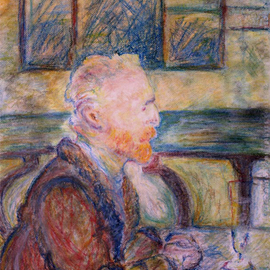 Elena Zhogina: 'Van Gogh, copy, by Toulouse Lautrec', 2010 Pastel, People. Artist Description: This portrait of Vincent Van Gogh was drawn by Henri Raymon de Toulouse Lautrec in 1887. The were friends and history says Toulouse Lautrec had deep respect for Van Gogh. I think this explains vivid and warm color of the drawing. The original is in State Museum, Amsterdam. ...