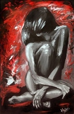 Helen Bellart: 'shy lady', 2012 Acrylic Painting, nudes.    provocative, woman, girl, sexy, nude, body,      ...